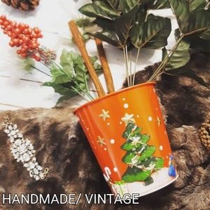 Handpainted Vintage Christmas Bucket